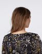 Metallic floral print voile dress with lace neckline-5