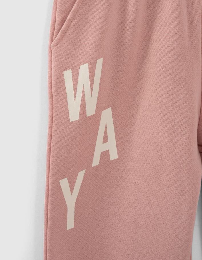 Girls’ powder pink sweatshirt fabric joggers - IKKS