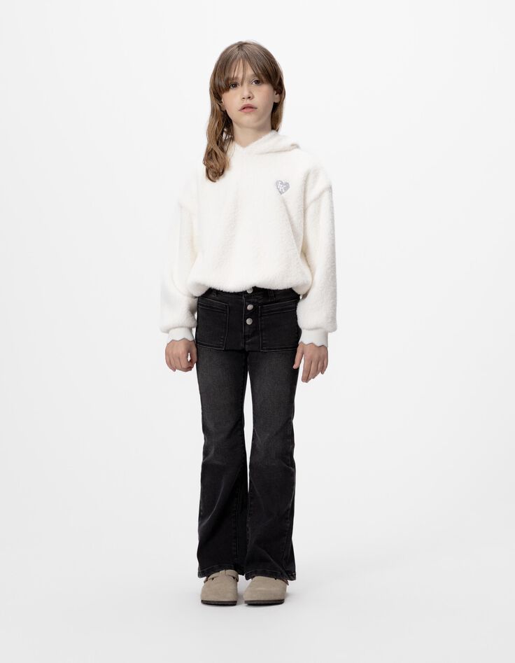 Girls’ grey flared jeans with visible buttons-1 Girls’ grey flared jeans with visible buttons-1