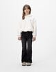 Girls’ grey flared jeans with visible buttons-1 Girls’ grey flared jeans with visible buttons-1