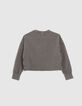 Girls' black and beige houndstooth motif sweatshirt-4