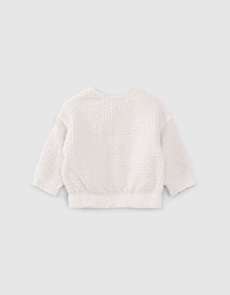 Baby girls' ecru/print reversible cardigan-4