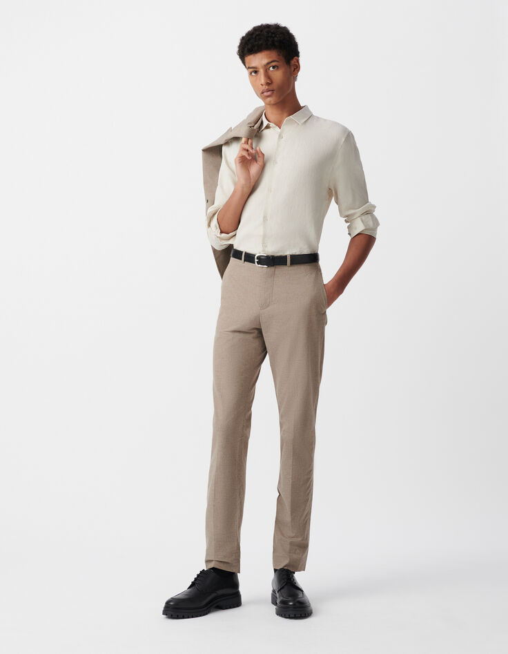 Gemêleerd beige SLIM chinobroek Heren-6