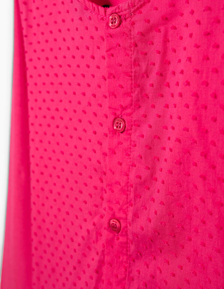 Tee-shirt fuchsia à dos bi-matière boutonné fille-6