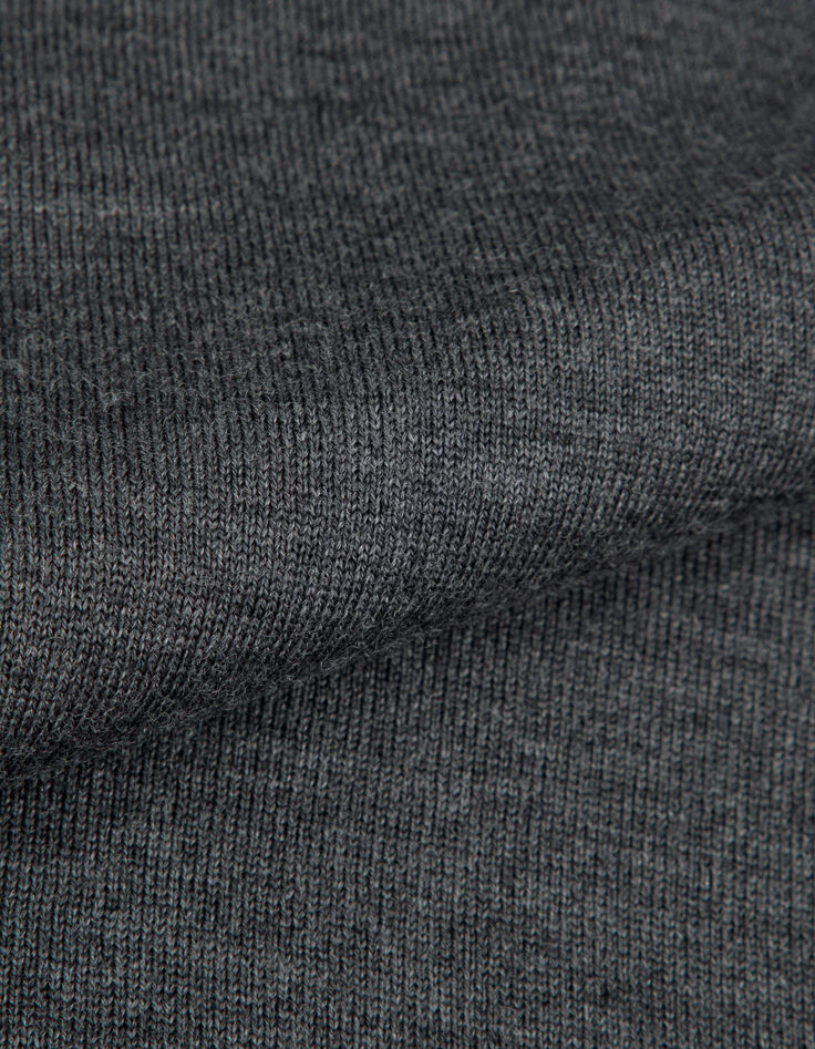 Pull col roul&eacute; gris tricot 100% laine Homme-8