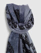 Women’s navy blue skull motif tie-dye scarf-3