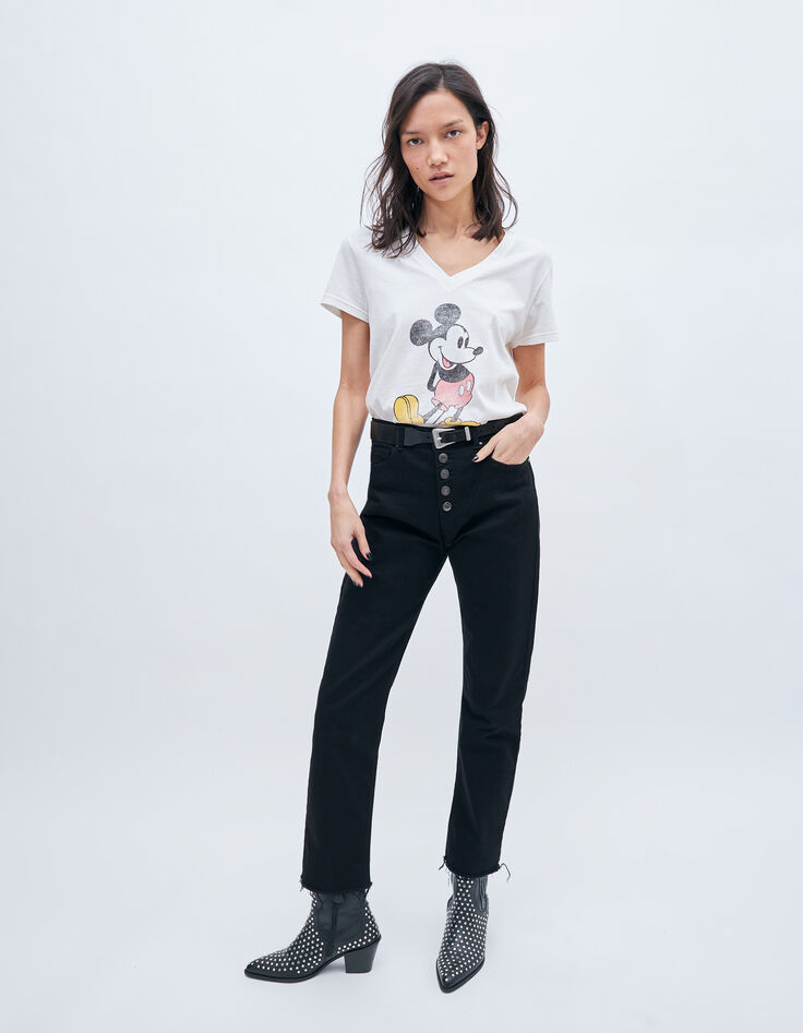 Tee-shirt blanc visuel Mickey IKKS - MICKEY femme-5