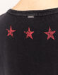 Women’s black acid wash organic cotton T-shirt with lips-5