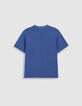 Camiseta azul de algod&oacute;n org&aacute;nico bordado mensajes  ni&ntilde;o-2