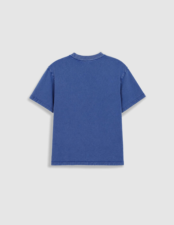Camiseta azul de algod&oacute;n org&aacute;nico bordado mensajes  ni&ntilde;o-2