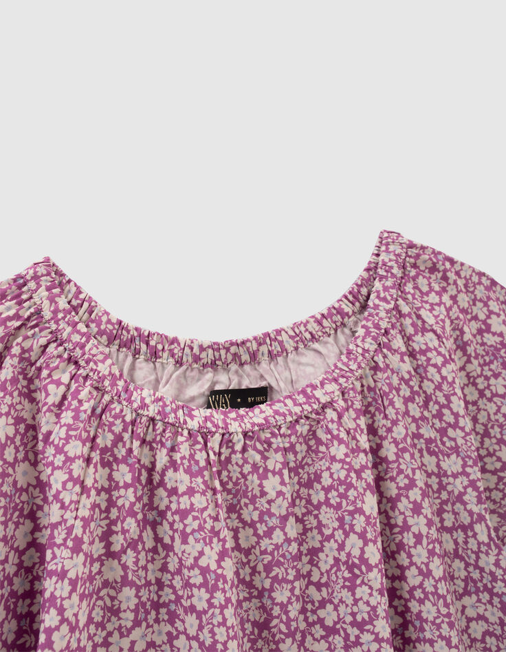Girls’ violet daisy print LENZING™ ECOVERO™ viscose blouse-2
