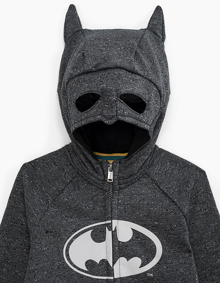 Cardigan Batman anthracite avec capuche masque garçon-4