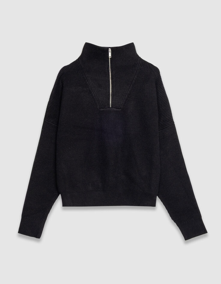 Jersey camionero negro punto acanalado mujer-6