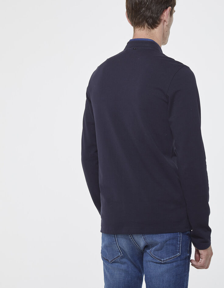 Men's dark blue polo shirt-4 Men's dark blue polo shirt-4