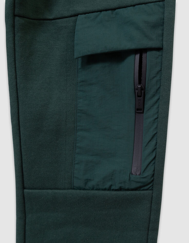 Jogging verde bolsillo bimaterial niño-8