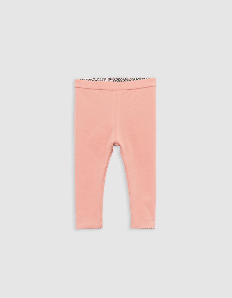 Leggings réversible ethnique graphique et vert bébé fille-1