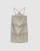 Goldfarbenes Kleid aus Metallic-Rippstrick für Damen-7