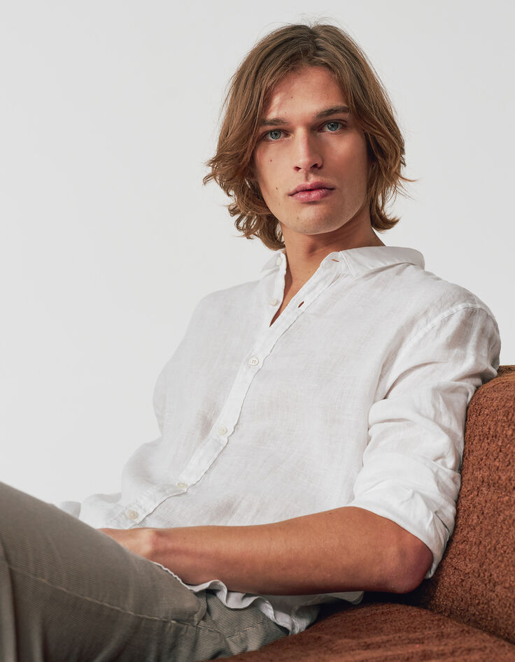 Chemise SLIM blanche en lin Homme-6