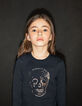 Tee-shirt navy fonc&eacute; t&ecirc;te de mort sequins or fille-5