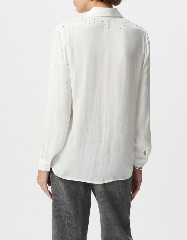 Chemise blanche polyester recycl&eacute; d&eacute;cor strass Femme-3