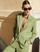 Veste de costume verte lin et coton Femme-5