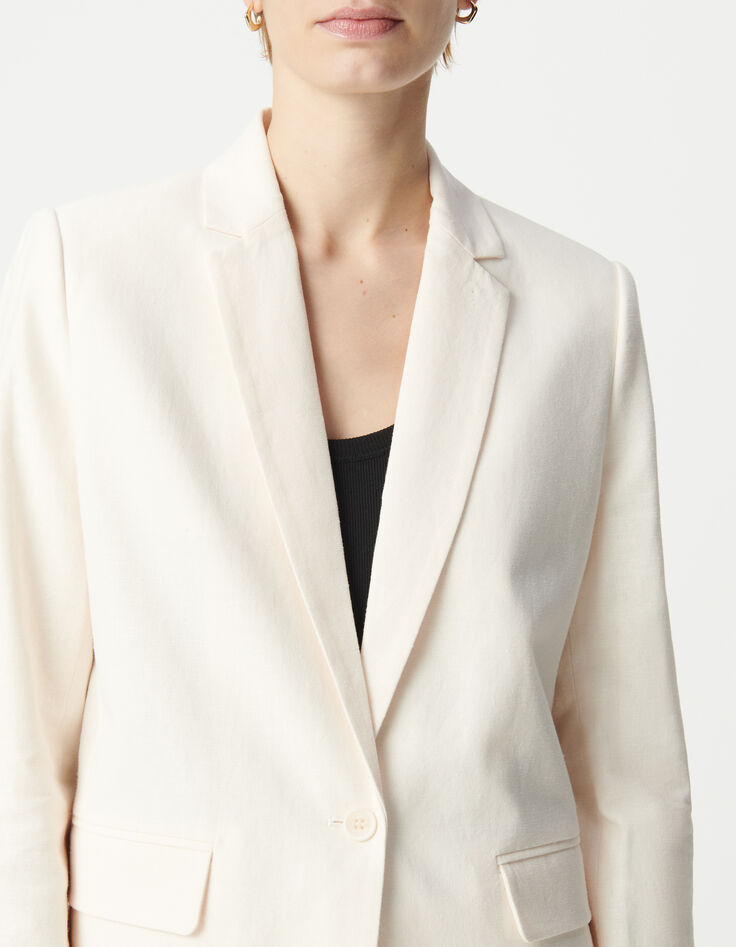Americana de lino y algodón crudo para Mujer-5