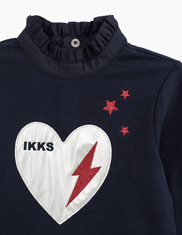 Sudadera navy corazón plata, rayo y estrellas rojas niña - IKKS