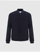 Men's navy mixed-fabric light padded jacket-6