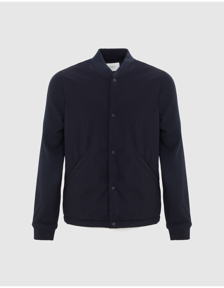Men's navy mixed-fabric light padded jacket-6