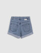 Girls’ blue organic cotton cuffed denim shorts-3