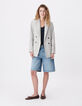 Veste de tailleur beige rayures tennis Femme-1