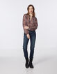 Voile blouse rode metallic bloemenprint dames-6