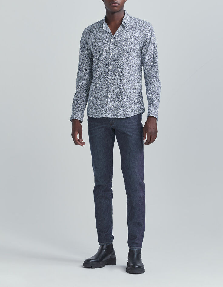 Chemise SLIM marine bio imprim&eacute; micro-fleurs Homme-6