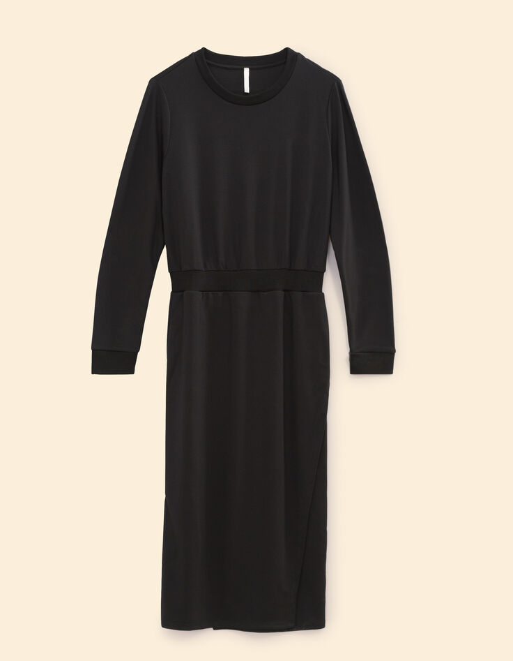 Robe longue noire molleton monogramme I.Code-7