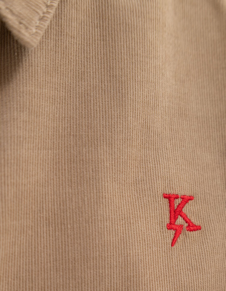 Chemise camel velours milleraies brodée K-éclair garçon-4