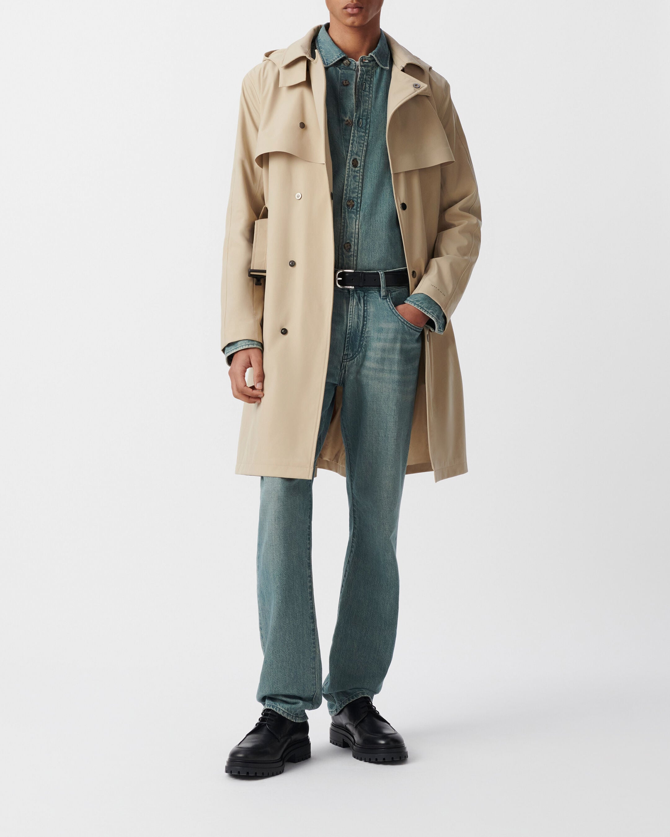 Men's sand nylon WATERPROOF trench coat
