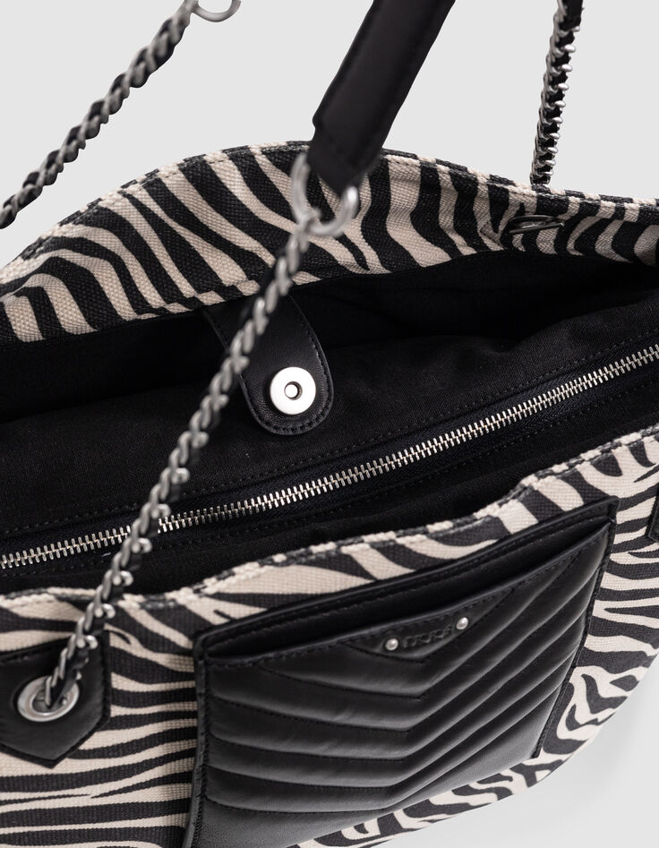 Winkeltas 1440 ecru canvas zebrapatroon XL Dames-6