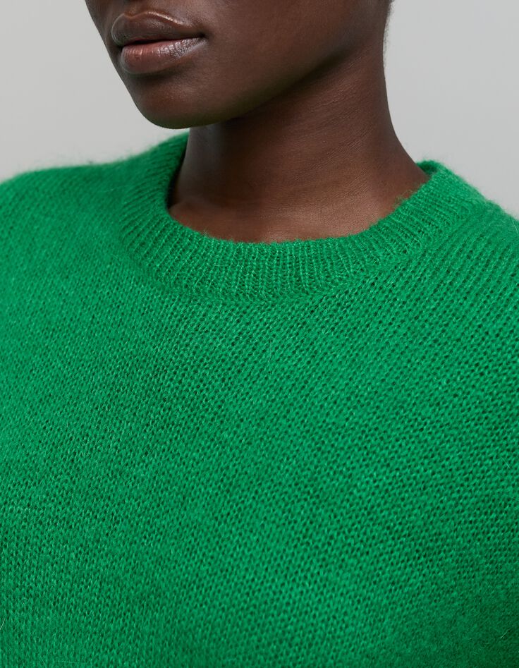 Jersey oversize pretejido verde de mujer-4