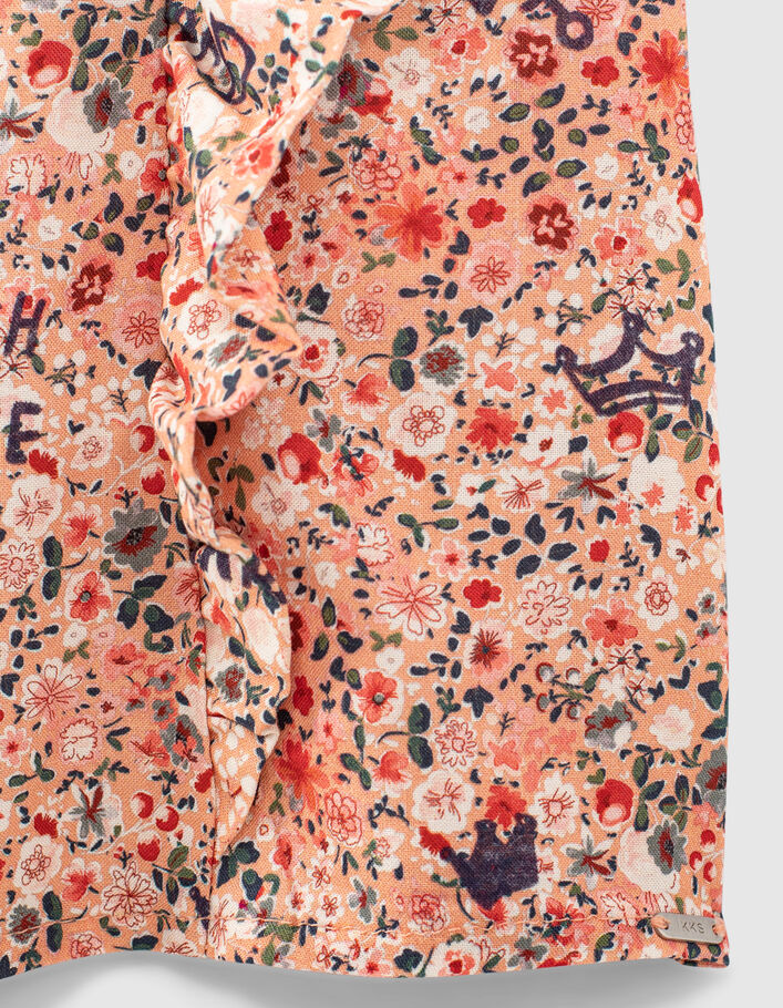 Girls’ apricot flower-print Ecovero® blouse - IKKS