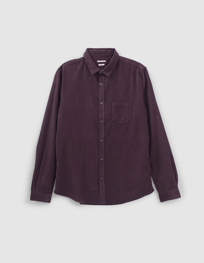 Chemise REGULAR dark plum en velours milleraies Homme-5