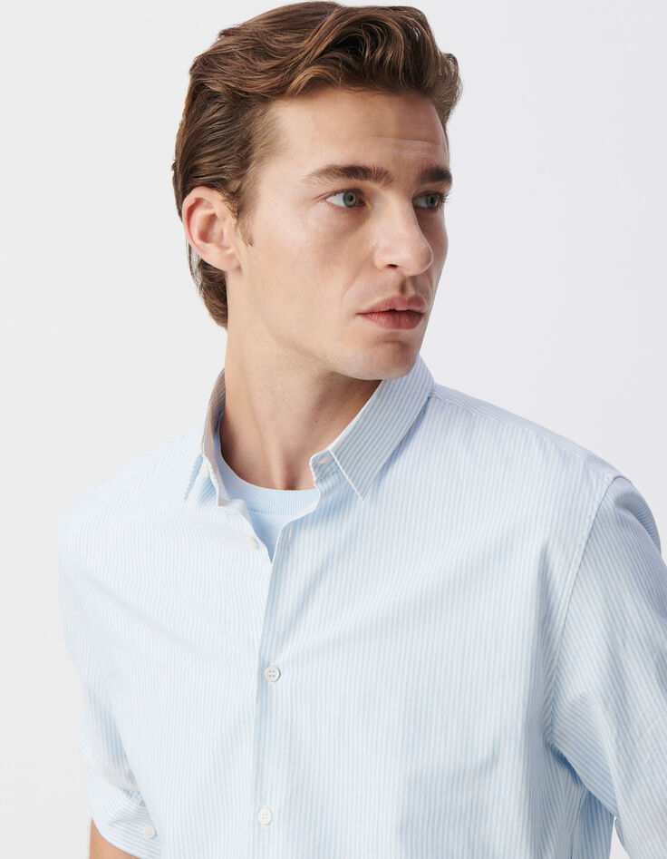 Chemise SLIM ciel motif rayures aquarellées Homme-5