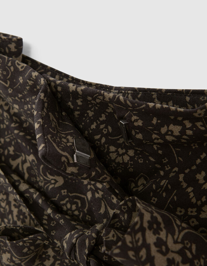 Khaki Damenhose mit Paisley-Blumenprint - IKKS