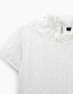 Gebroken wit T-shirt kanten kraag meisjes-2