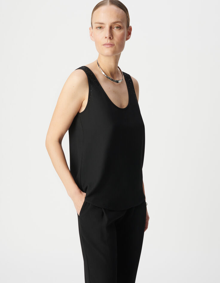 Women’s black recycled studded front/back reversible top-2