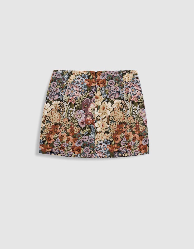 Korte jacquardrok met bloemenprint voor dames-7