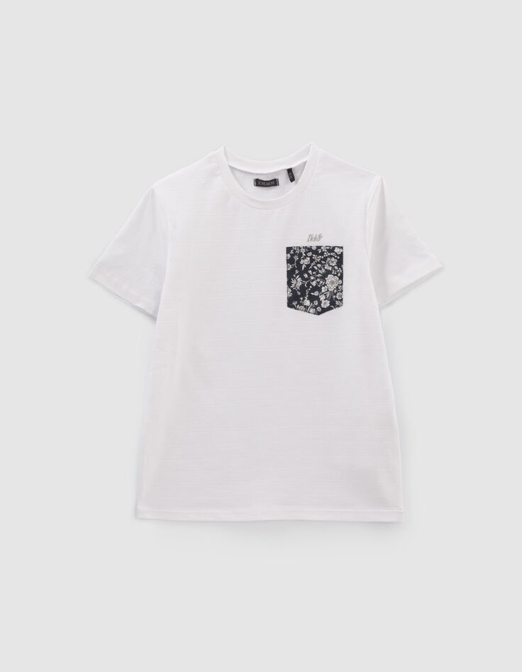 Camiseta blanco bolsillo tejido Liberty flores niño-1