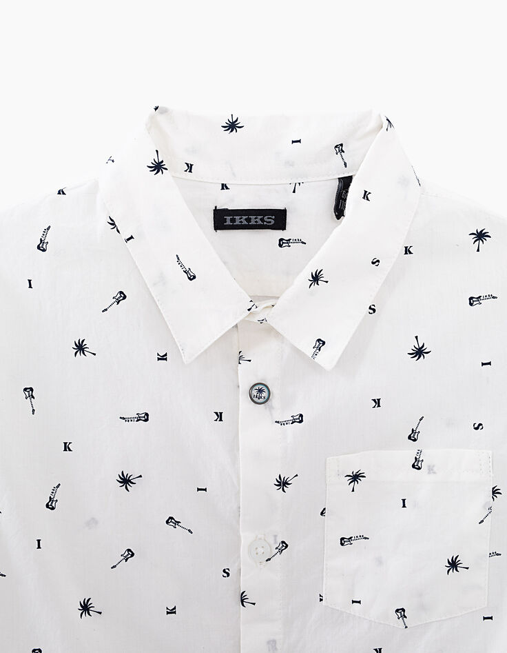 Chemise blanc optique imprimé rock garçon -3 Chemise blanc optique imprimé rock garçon -3