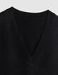 Pull sans manches noir tricot encolure V Homme-6
