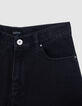 Short en jean noir Waterless bords frangés fille-3
