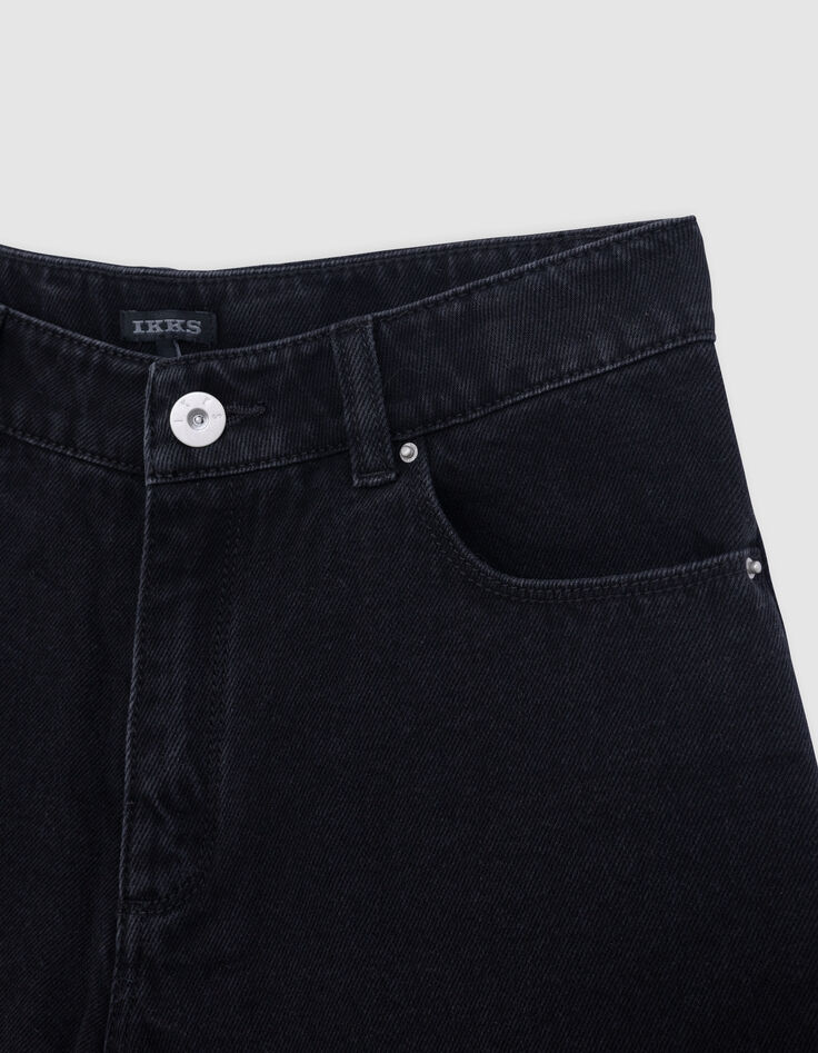 Short en jean noir Waterless bords frangés fille-3